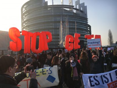 CETA-demonstratie bij het Europees Parlement in Straatsburg